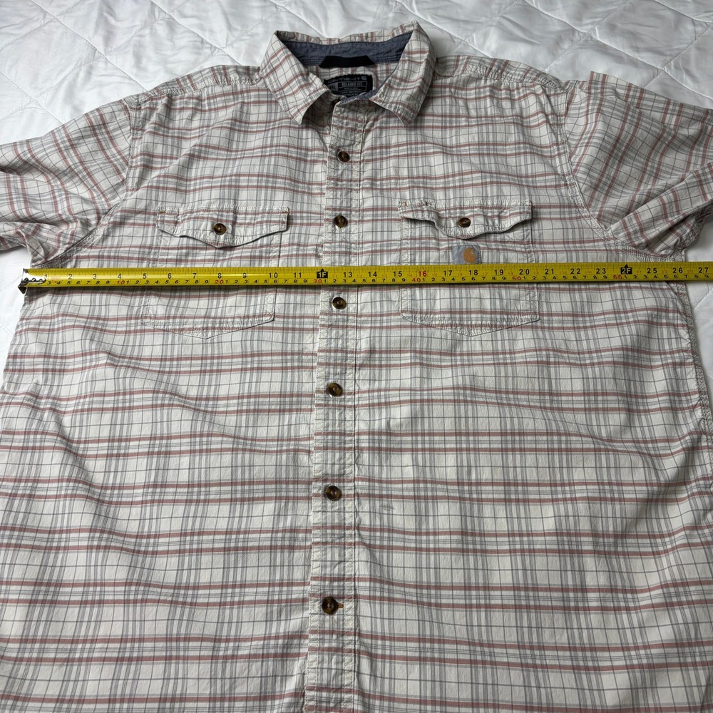 Carhartt Plaid‎ Short Sleeve Button Up Shirt Men's 2XL Relaxed Fit Workwear - Picture 9 of 11
